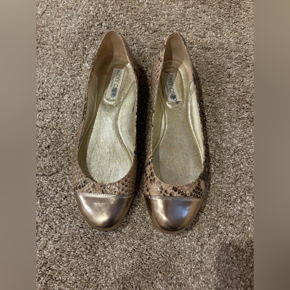 Jimmy Choo Metallic Snakeskin Ballet Flats
